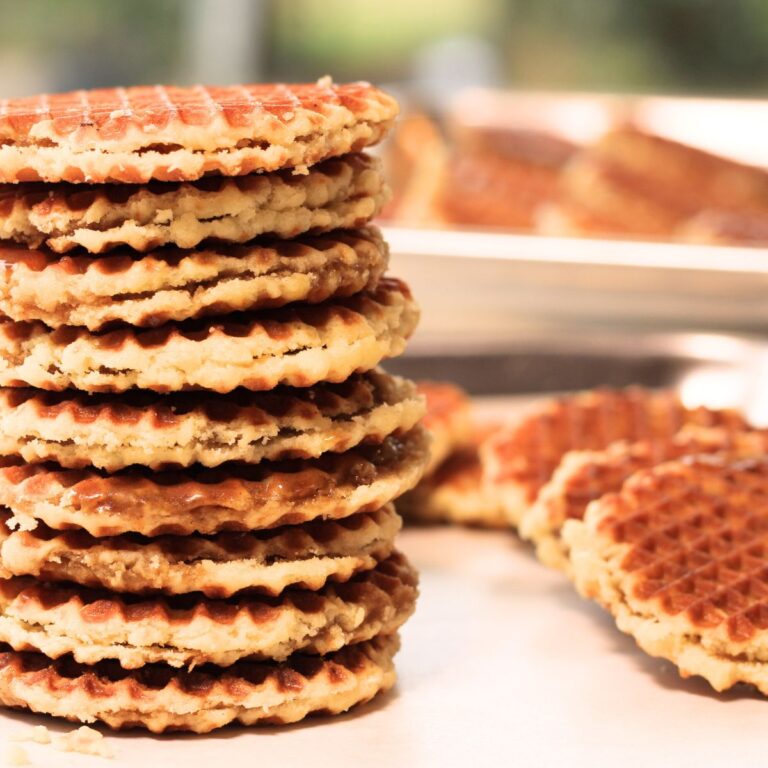 Stack of Stroopwafels surrounded by more Stroopwafels